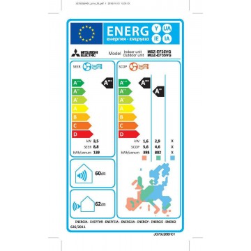 Mitsubishi Electric Zen MSZ/MUZ-EF35VG(K) Κλιματιστικό Inverter 12000 BTU A+++/A++ με WiFi